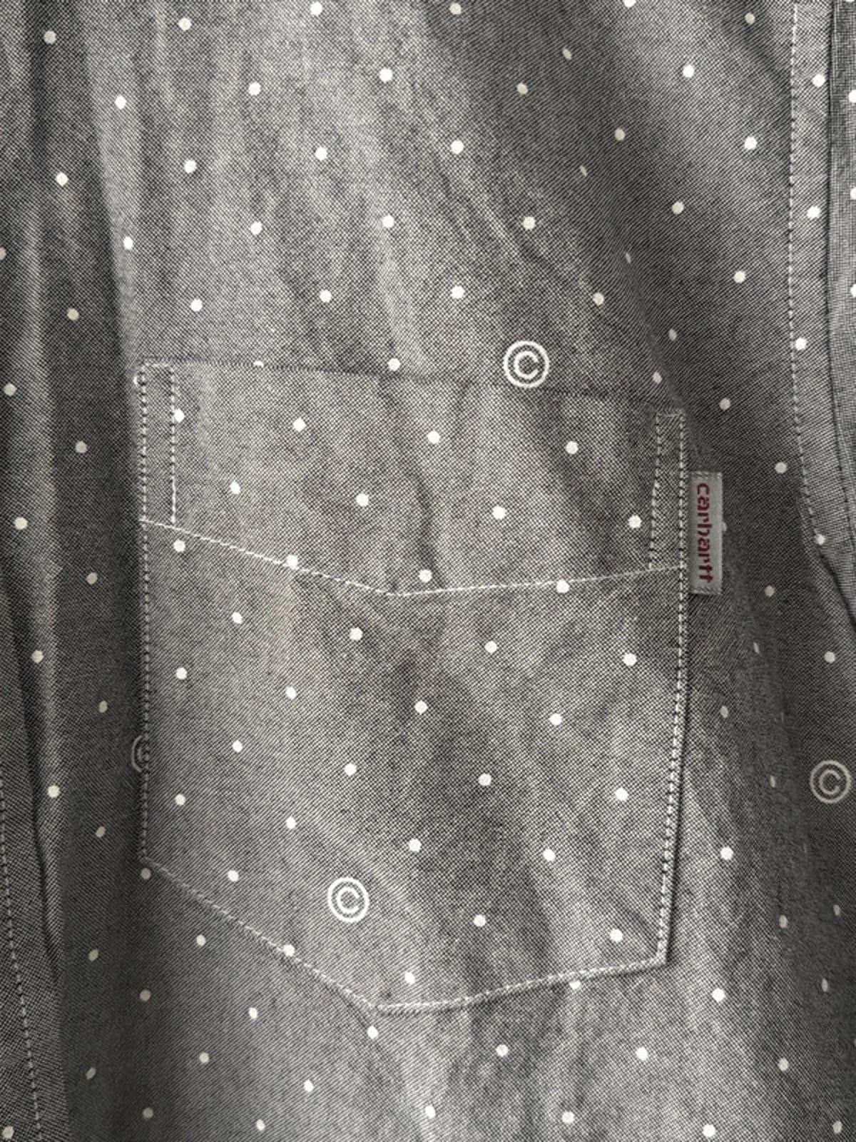 Men’s Carhartt Coppell Oxford Printed Logo Chambray Shirt In Grey- Medium - 2688