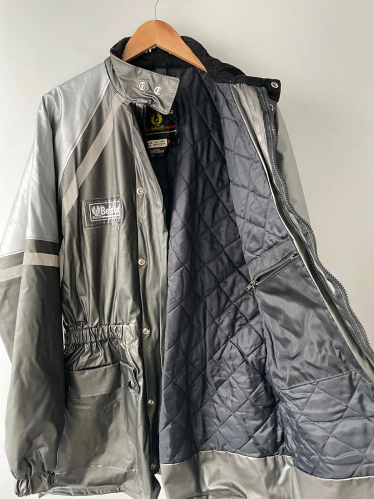 Men’s Belstaff Vintage Rare Stormshield Waterproof Motorcycle Jacket in Grey - Large - 2273