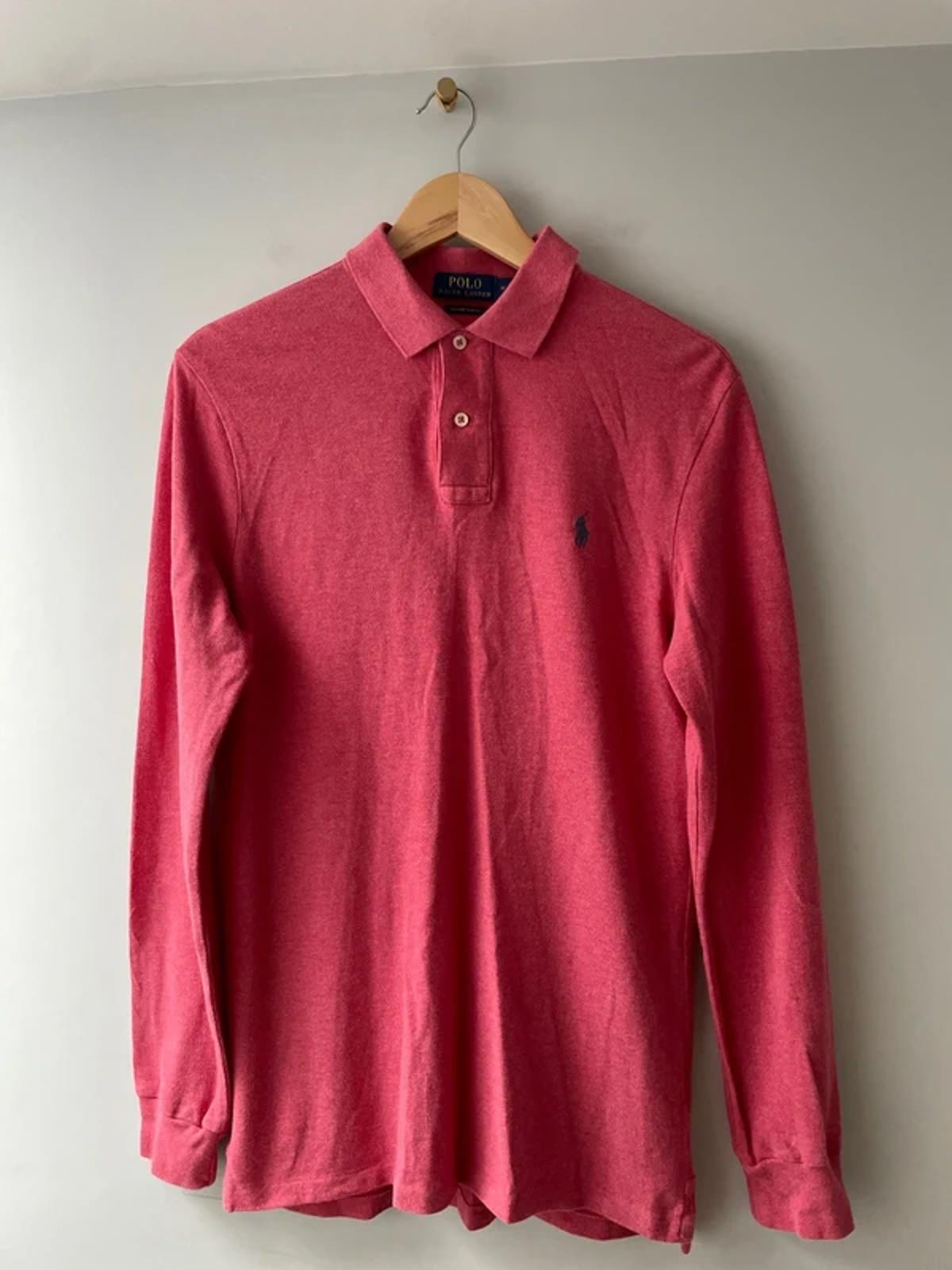 Men’s Ralph Lauren Custom Slim Fit Long Sleeve Polo In Pink - Medium -2883