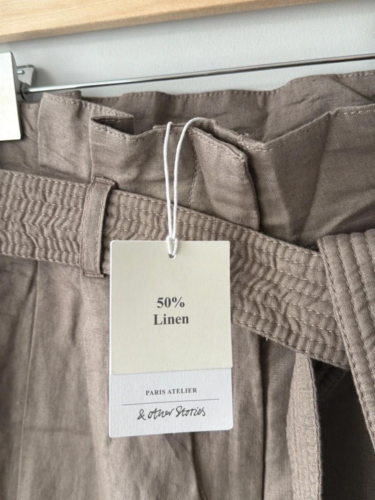 Women’s & Other Stories linen tie front paperbag style trousers - Uk4 - 3369