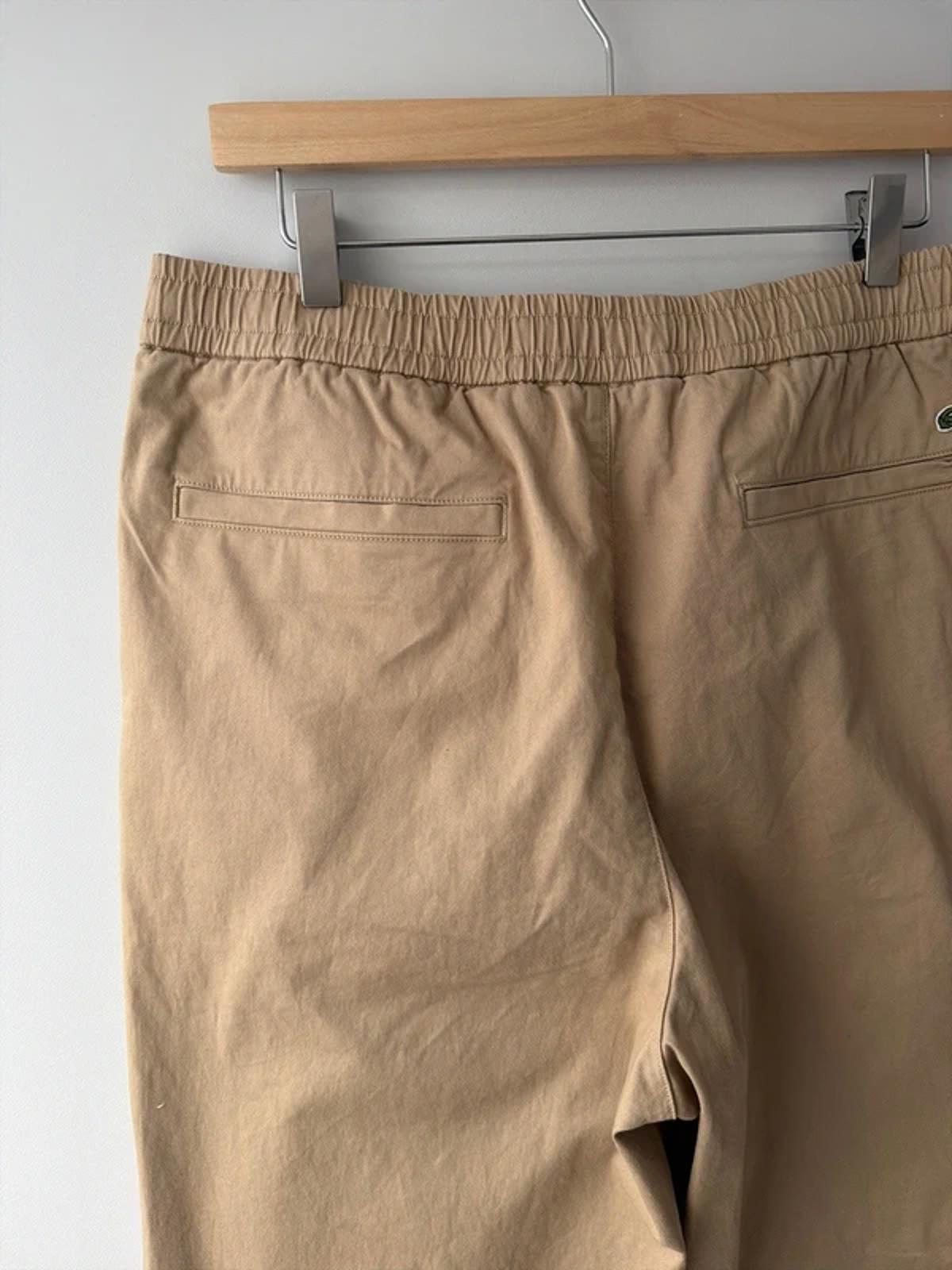Men’s Lacoste Straight Leg Elasticated Waist Chino Trousers In Beige - W32/L30 - 3246