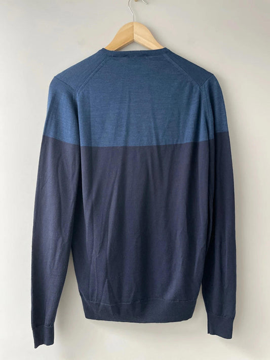 Men’s John Smedley 100% Wool Crew Neck Jumper In Navy Blue - Medium - 2304