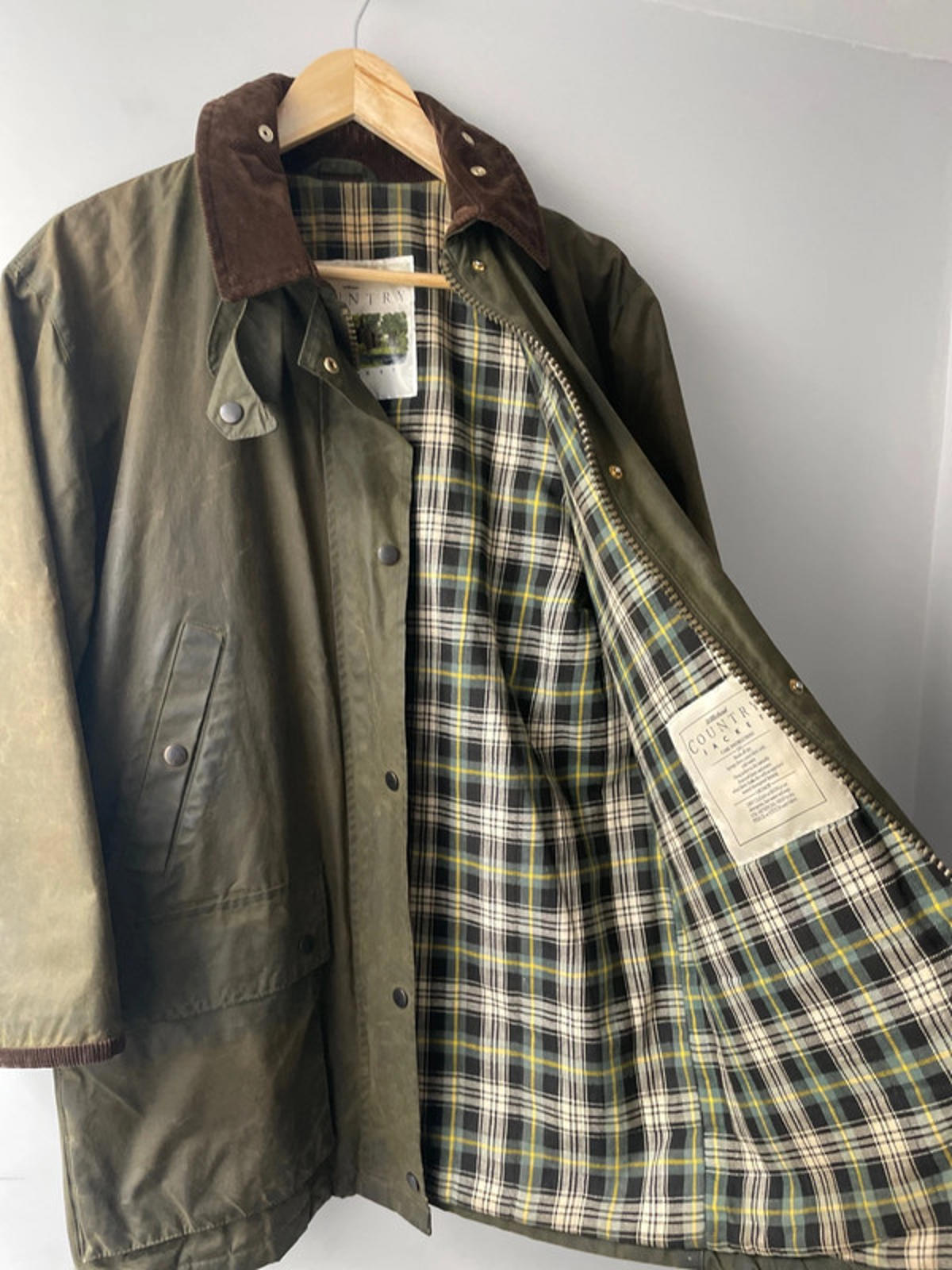 Men’s St Michael Country Wax Jacket Coat In Khaki - Medium - 2076