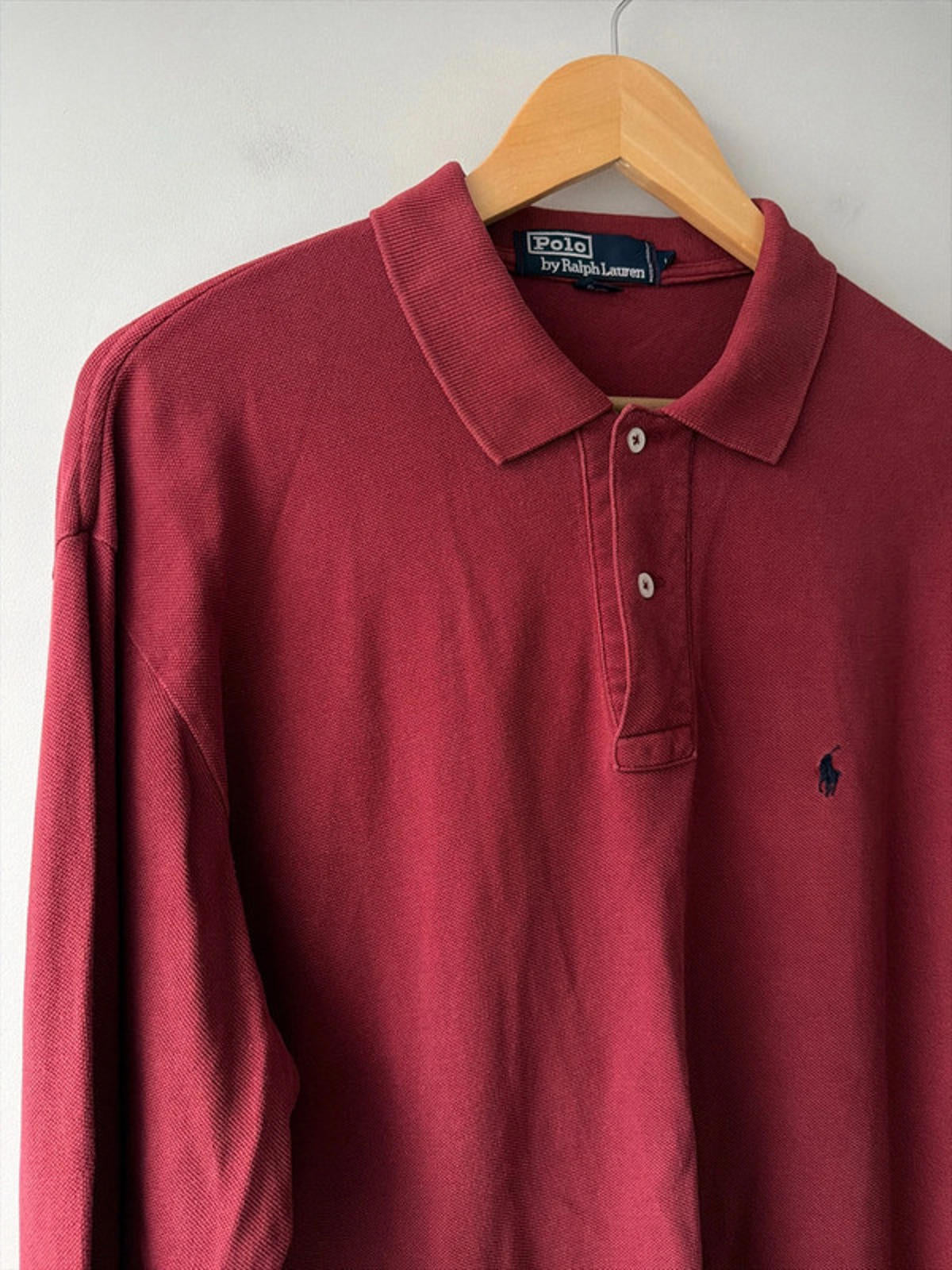 Men’s Ralph Lauren Premium Long Sleeve Polo Top In Burgundy - Large - 2690