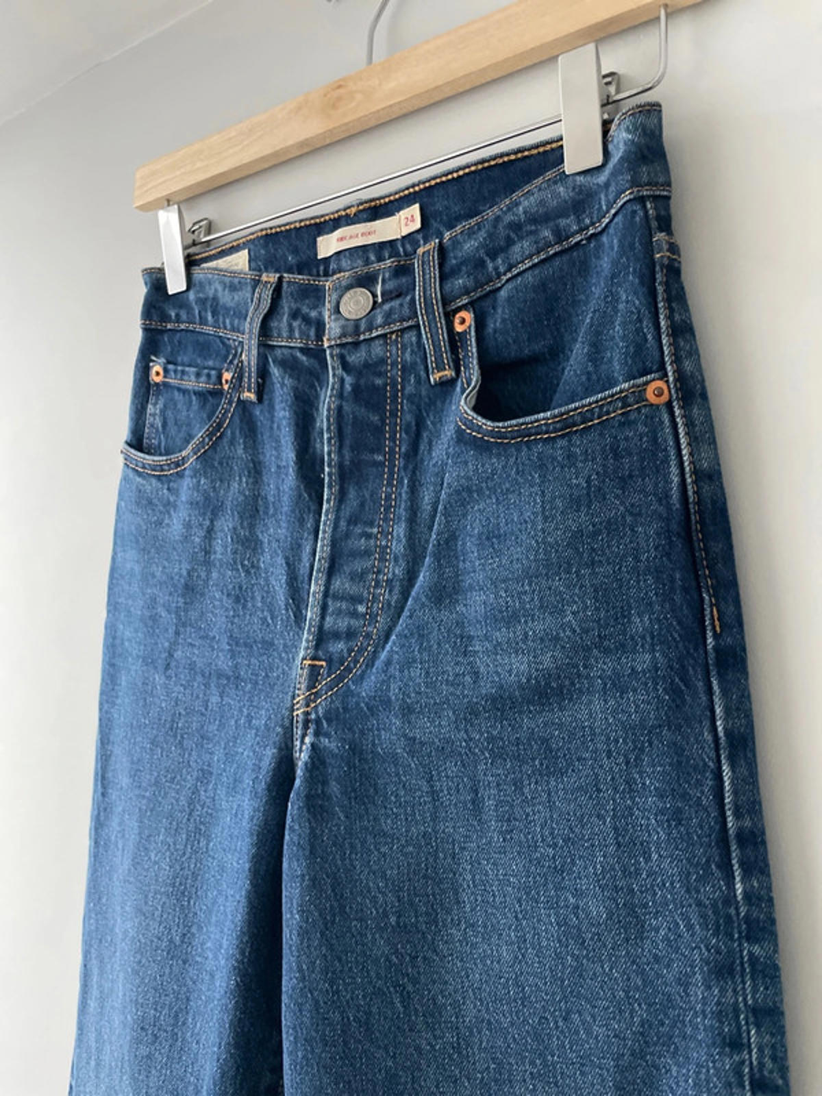 Women’s Levi’s High Waisted Ribcage Straight Fit Jeans In Navy - W24/L33 - 2753