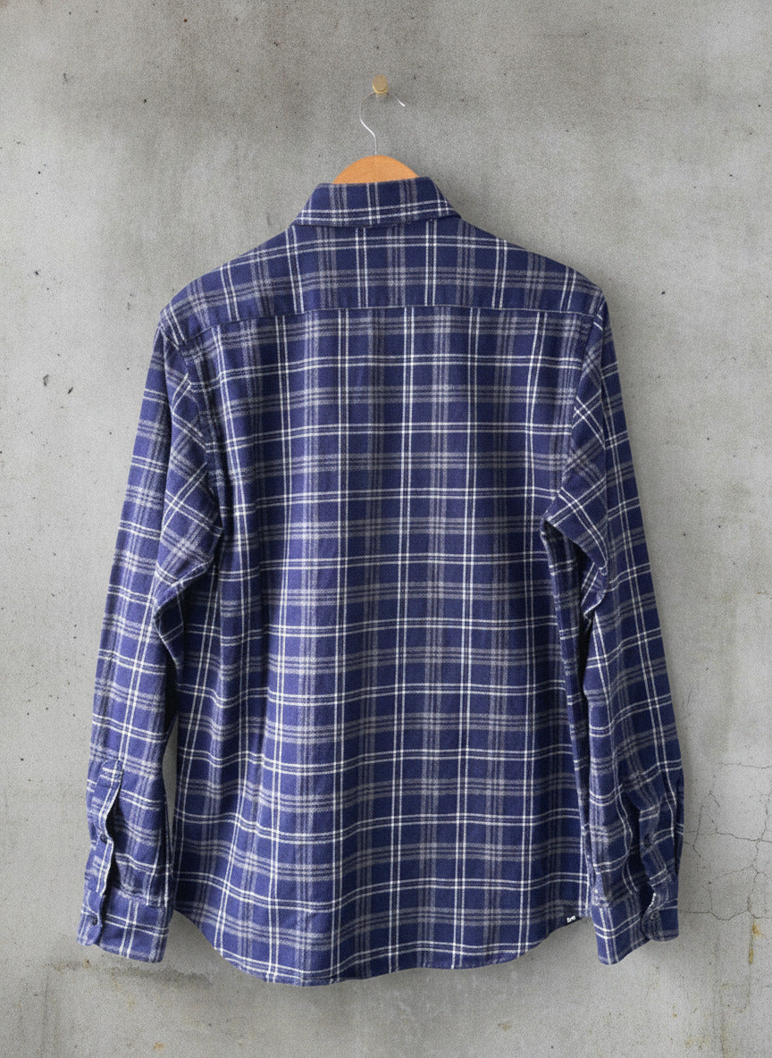 Men’s Denham Premium Brushed Cotton Check Shirt In Navy - Large - 1878
