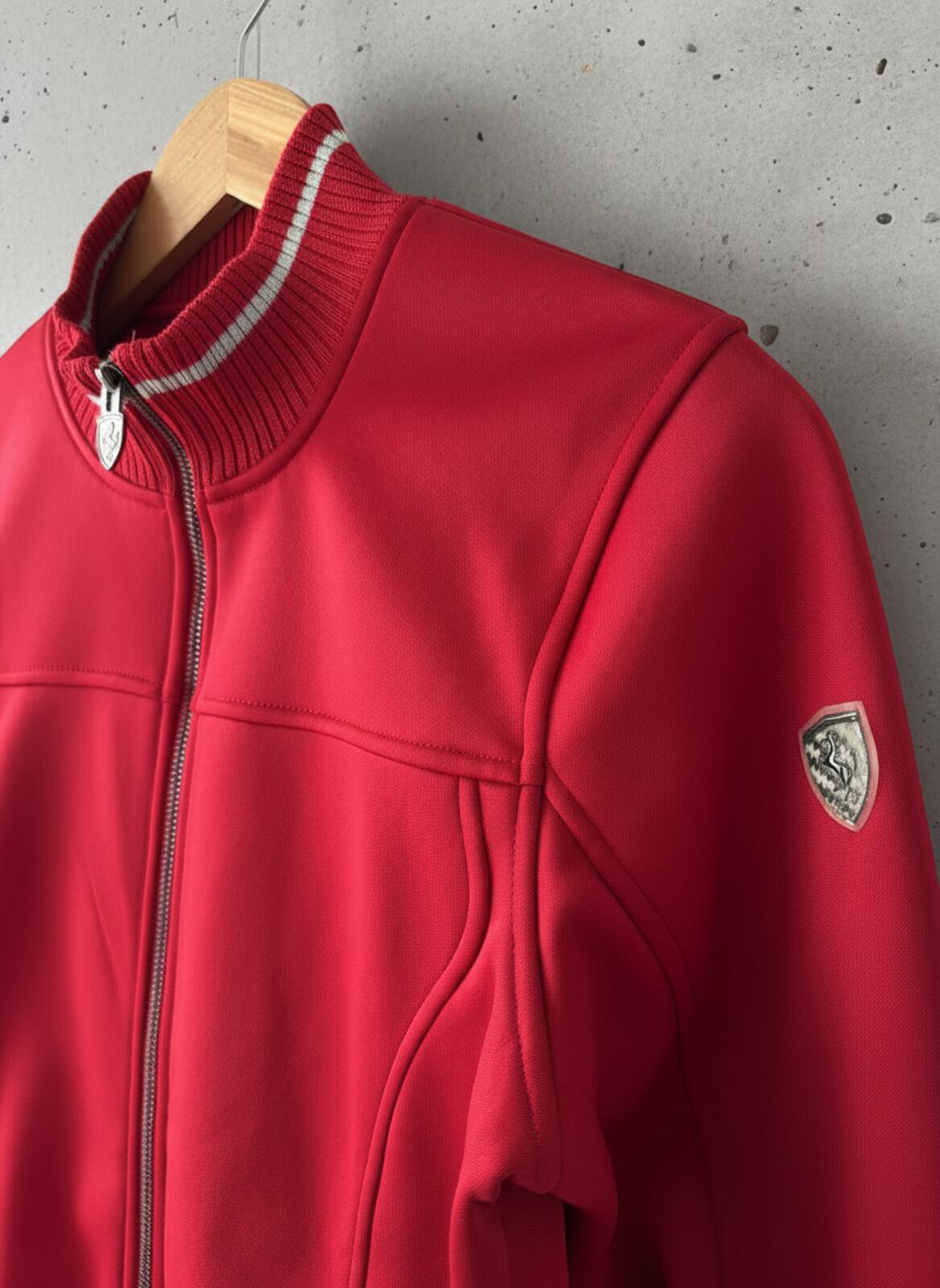 Mens Ferrari Zip-Up Jacket with Iconic Logo Patch In Red - Small - 3498