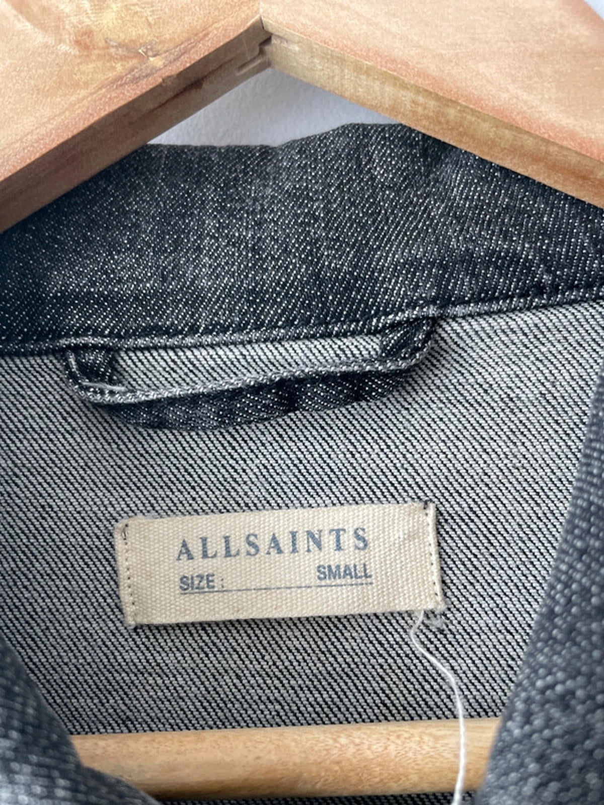 Women’s Allsaints Denim Trucker Jacket Coat In Washed Black - Small - 2132