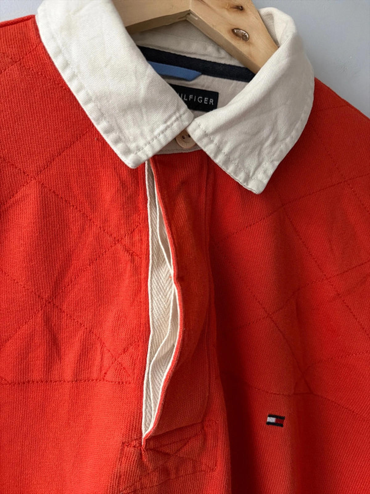 Men’s Tommy Hilfiger Clasic Rugby Polo Top In Red - Medium - 2687