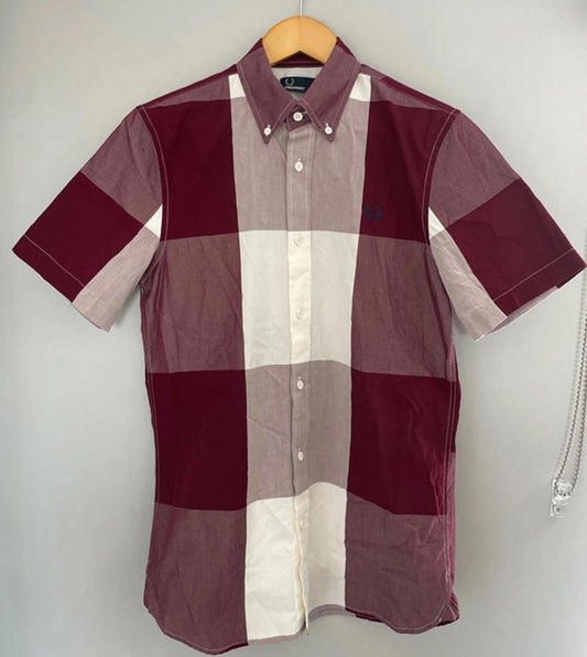 Men’s Fred Perry short sleeve check shirt with button down collar - Small