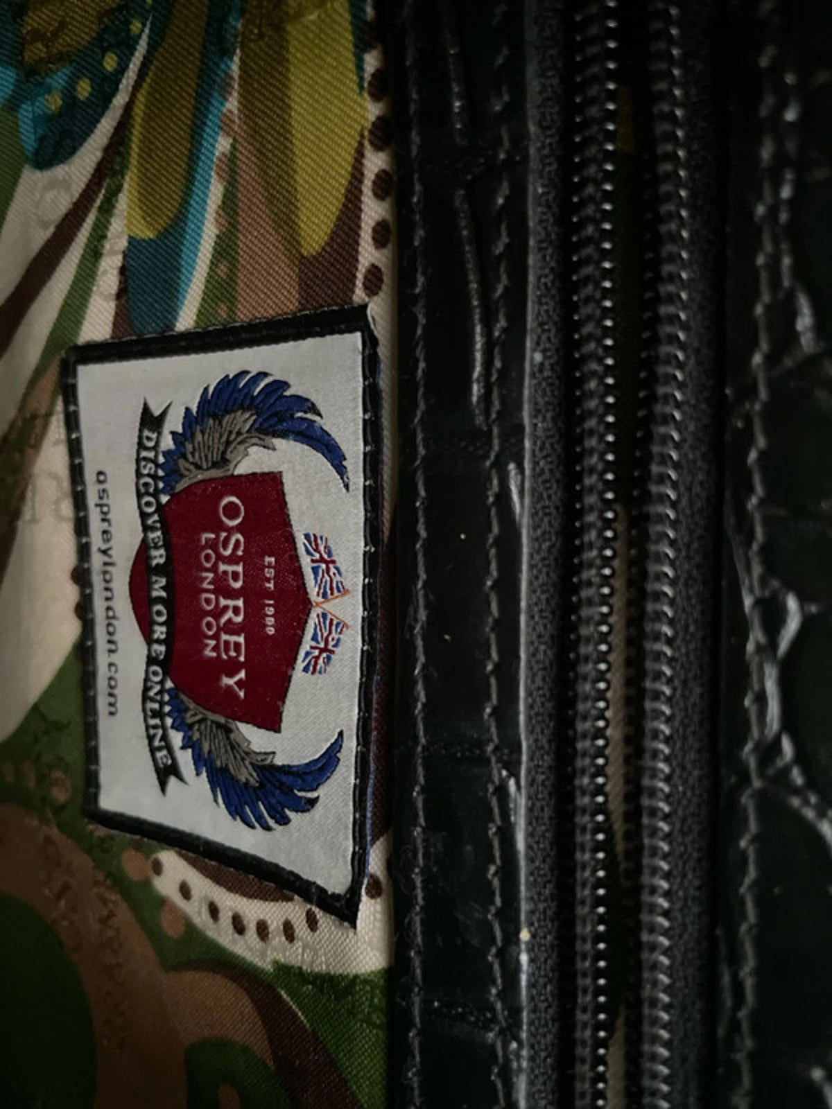 Women’s Osprey London Black Croc Embossed Leather Bag In Black - 2415