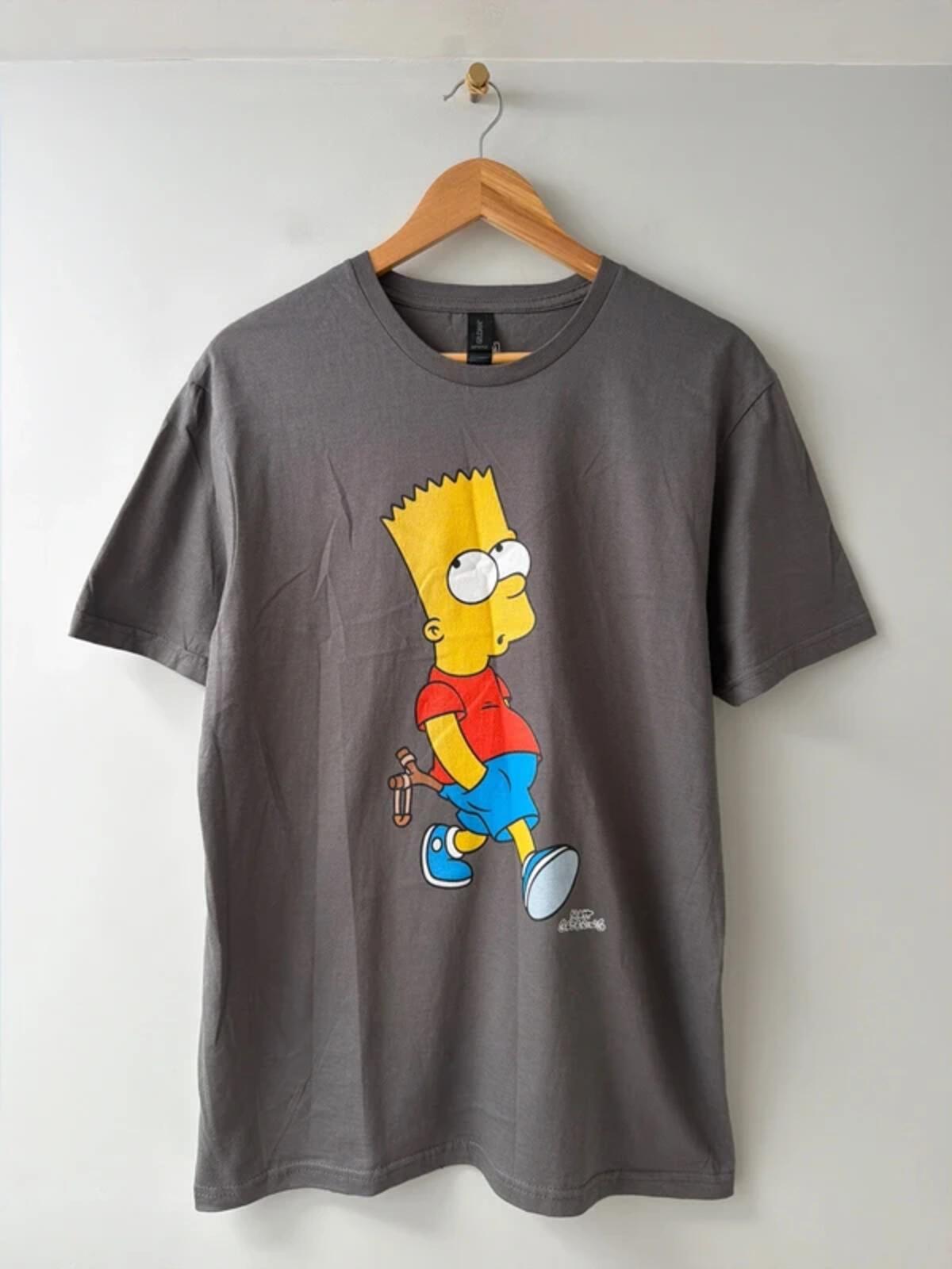 Men’s The Simpsons Bart Print Crew Neck T-shirt In grey - Medium - 3410