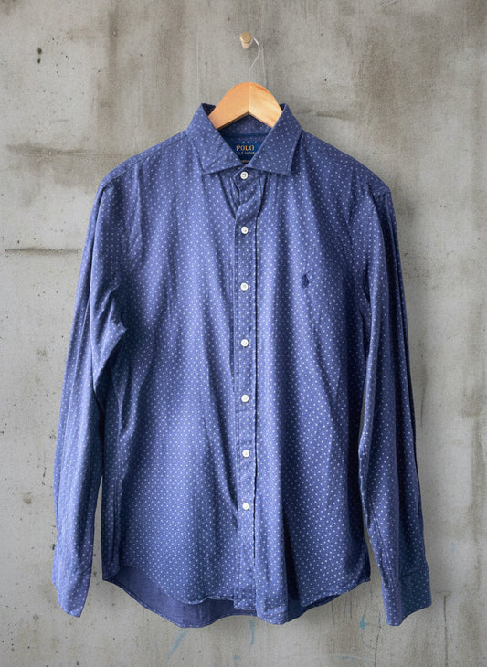Men’s Ralph Lauren Premium Long Sleeve Slim Fit Shirt In Navy - Medium - 1545