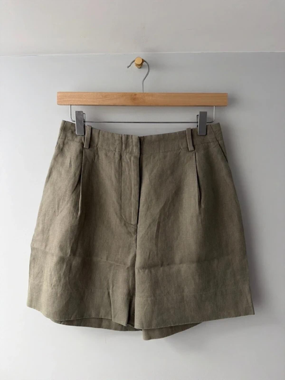 Women’s & Other Stories 100% Linen Shorts In Khaki - Uk6 - 3326