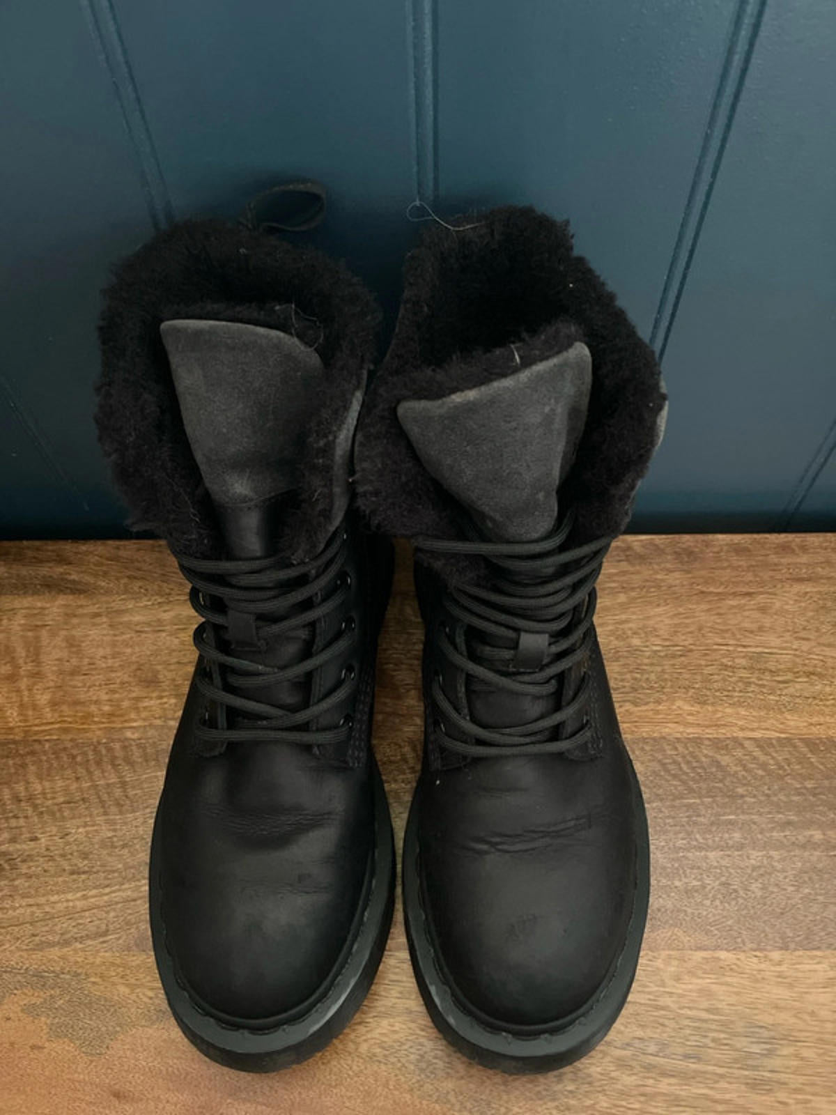 Women’s Dr Marten’s 1460 Kolbert Faux Fur Lined Leather Boots In Black-UK 5-2364