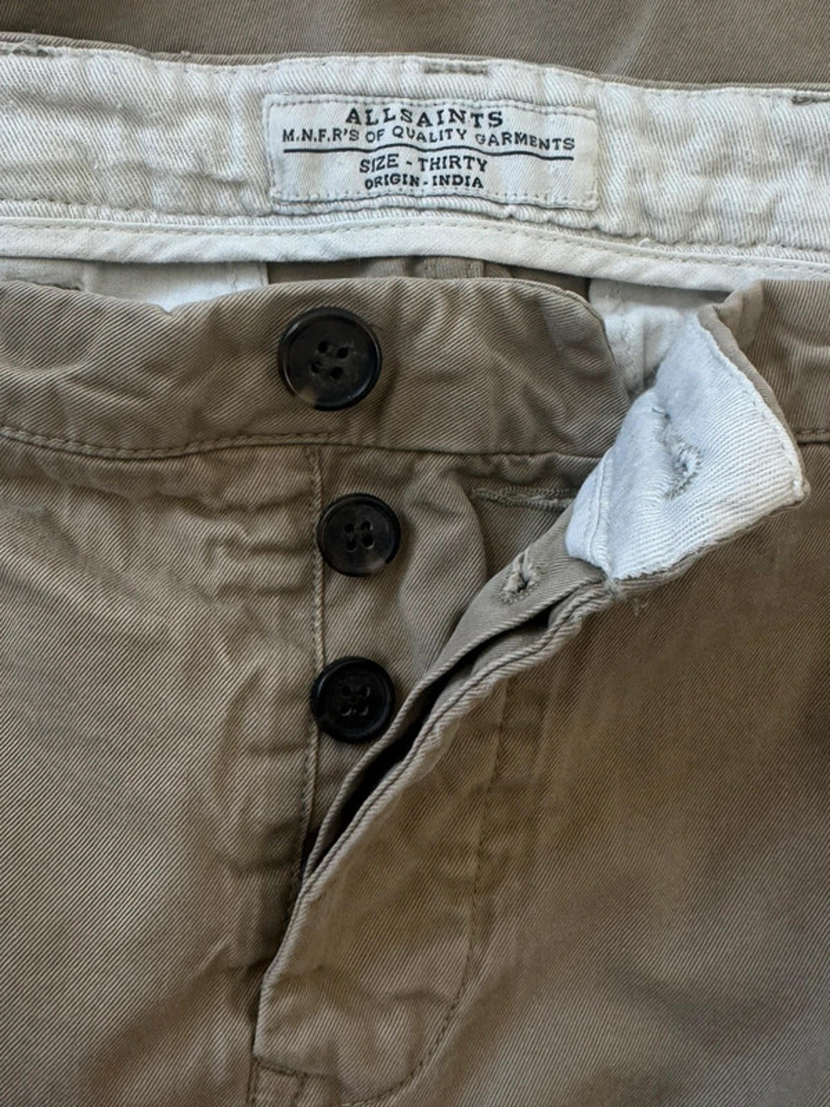 Men’s AllSaints Classic Chino Shorts in Beige - Small - 1400
