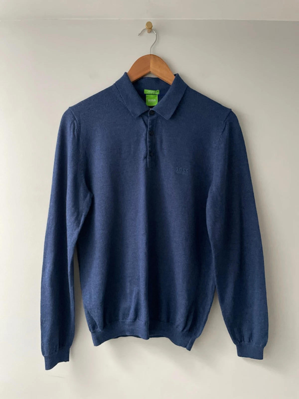 Men’s Hugo Boss Long Sleeve 100% Merino Wool Knitted Polo Top - Medium - 1992