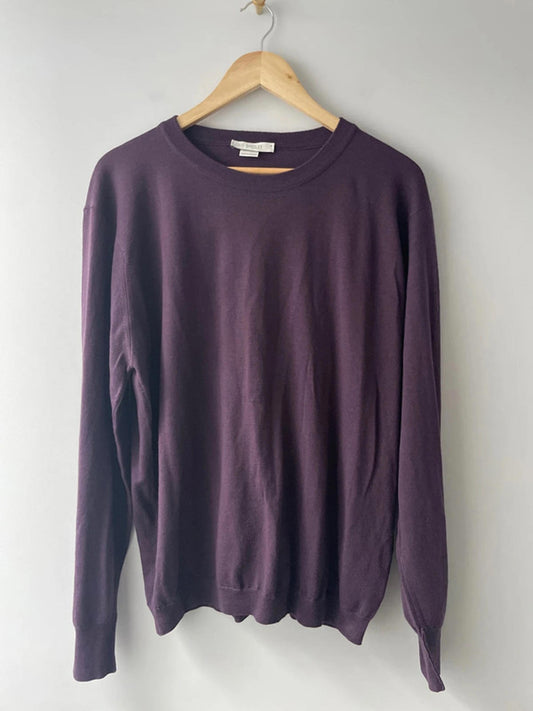 Men’s John Smedley 100% Merino Wool Crew Neck Jumper In Purple - XLarge - 2051