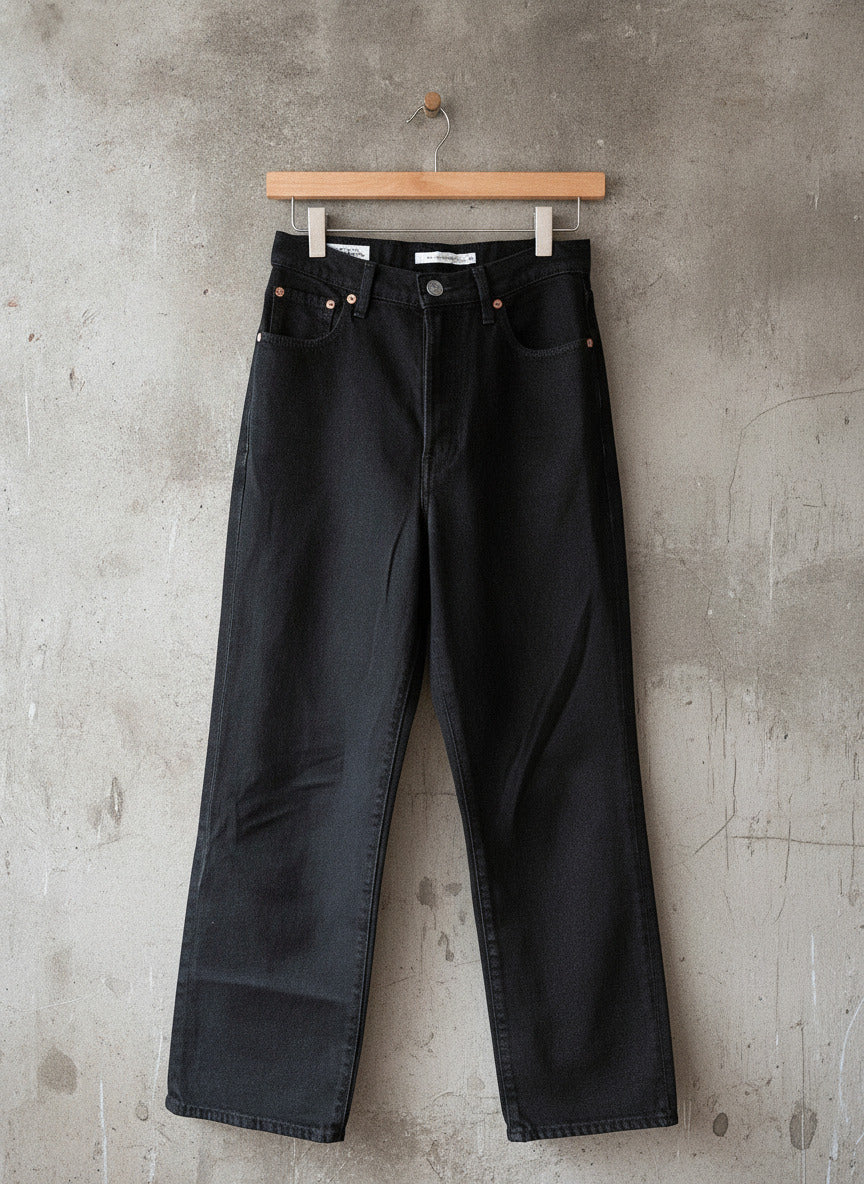 Women’s Levi’s High Waisted Ribcage Straight Fit Jeans In Black - W26/L27 - 2758