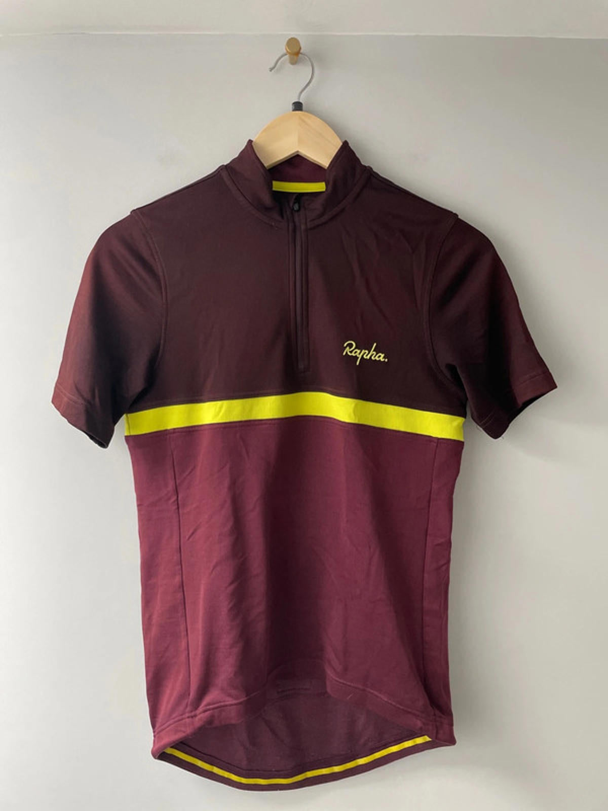Men’s Rapha Club Merino Wool Cycling Jersey Top In Burgundy - Small - 2317