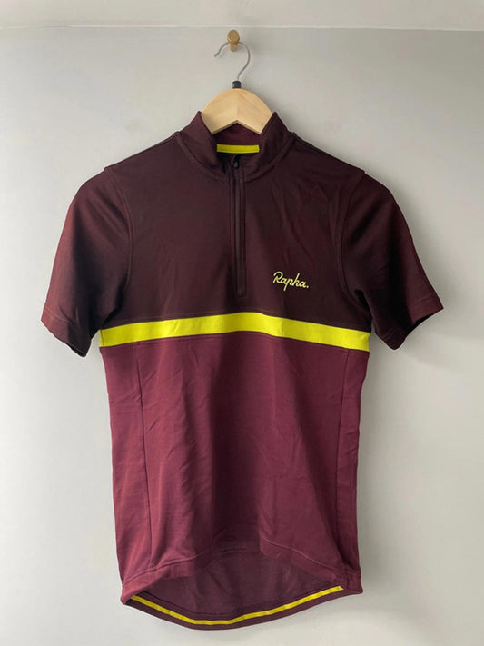 Men’s Rapha Club Merino Wool Cycling Jersey Top In Burgundy - Small - 2317