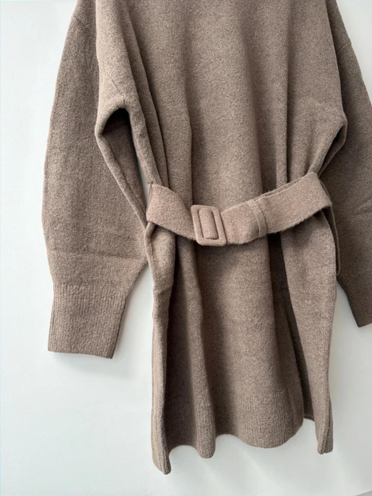 Women’s & Other Stories oversized fit Premium knitted wool blend belted dress - large - 3432