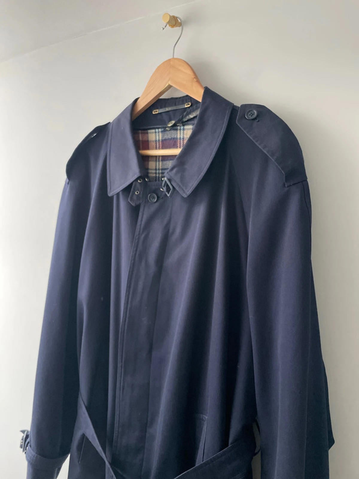 Men’s Baracuta Premium Belted Trench Coat in Navy Blue - Xlarge - 2650