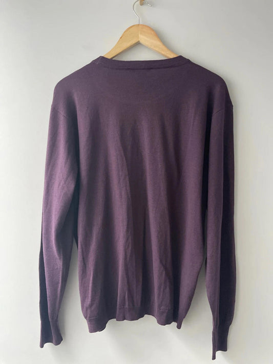 Men’s John Smedley 100% Merino Wool Crew Neck Jumper In Purple - XLarge - 2051