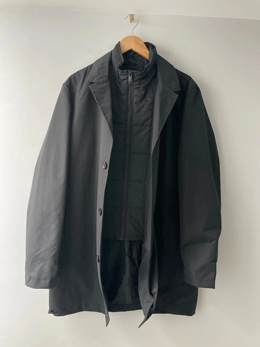 Men’s Brave Soul Trench Jacket Coat In Black - Medium - 2392