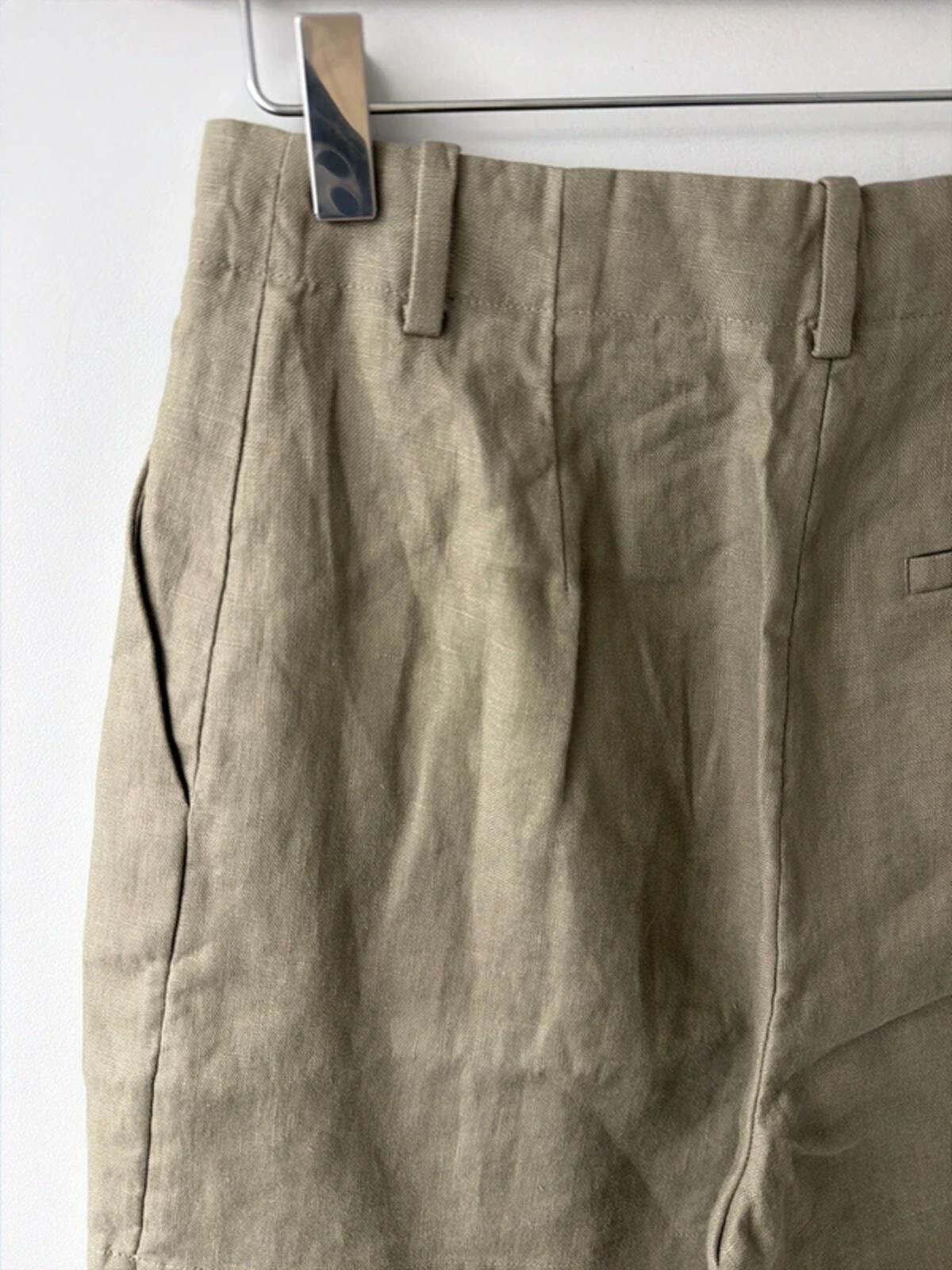 Women’s & Other Stories 100% Linen Shorts In Khaki - Uk6 - 3371