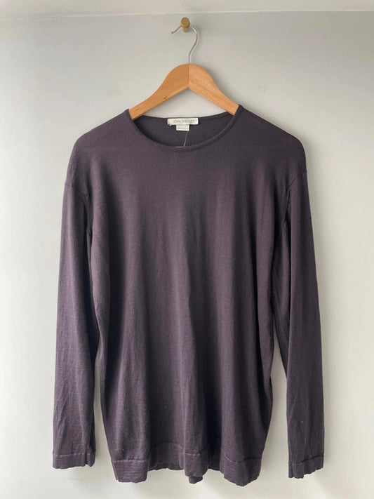Men’s John Smedley 100% Merino Wool Crew Neck Jumper In Purple - Large - 2063