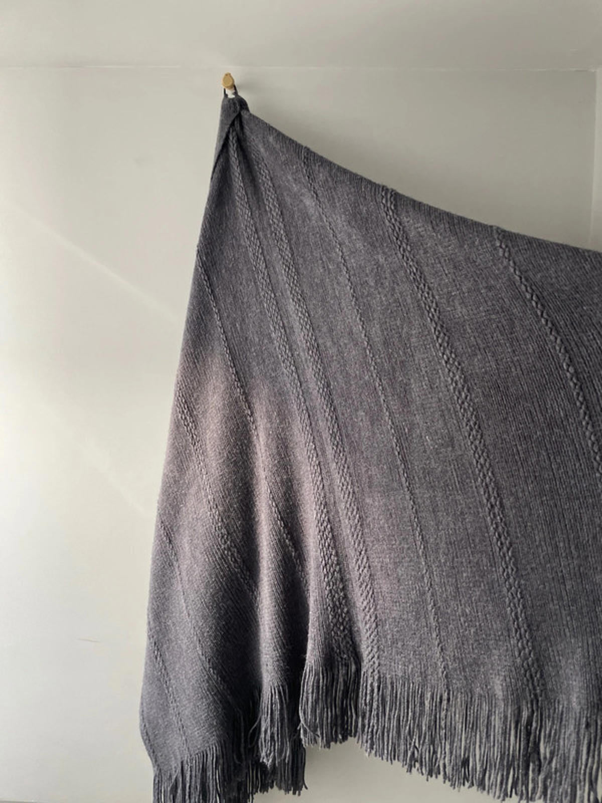 Women’s Cozy Fringed Shawl/Shrug in Charcoal Grey - 2571