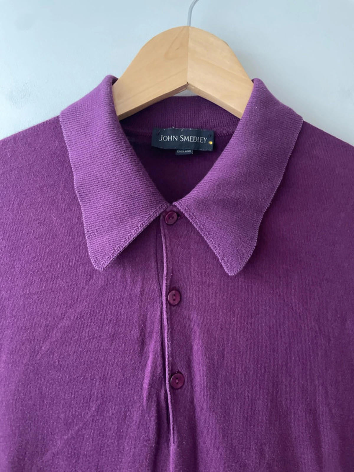 Men’s John Smedley Premium Knitted Polo Shirt Top In Purple - XSmall - 2879