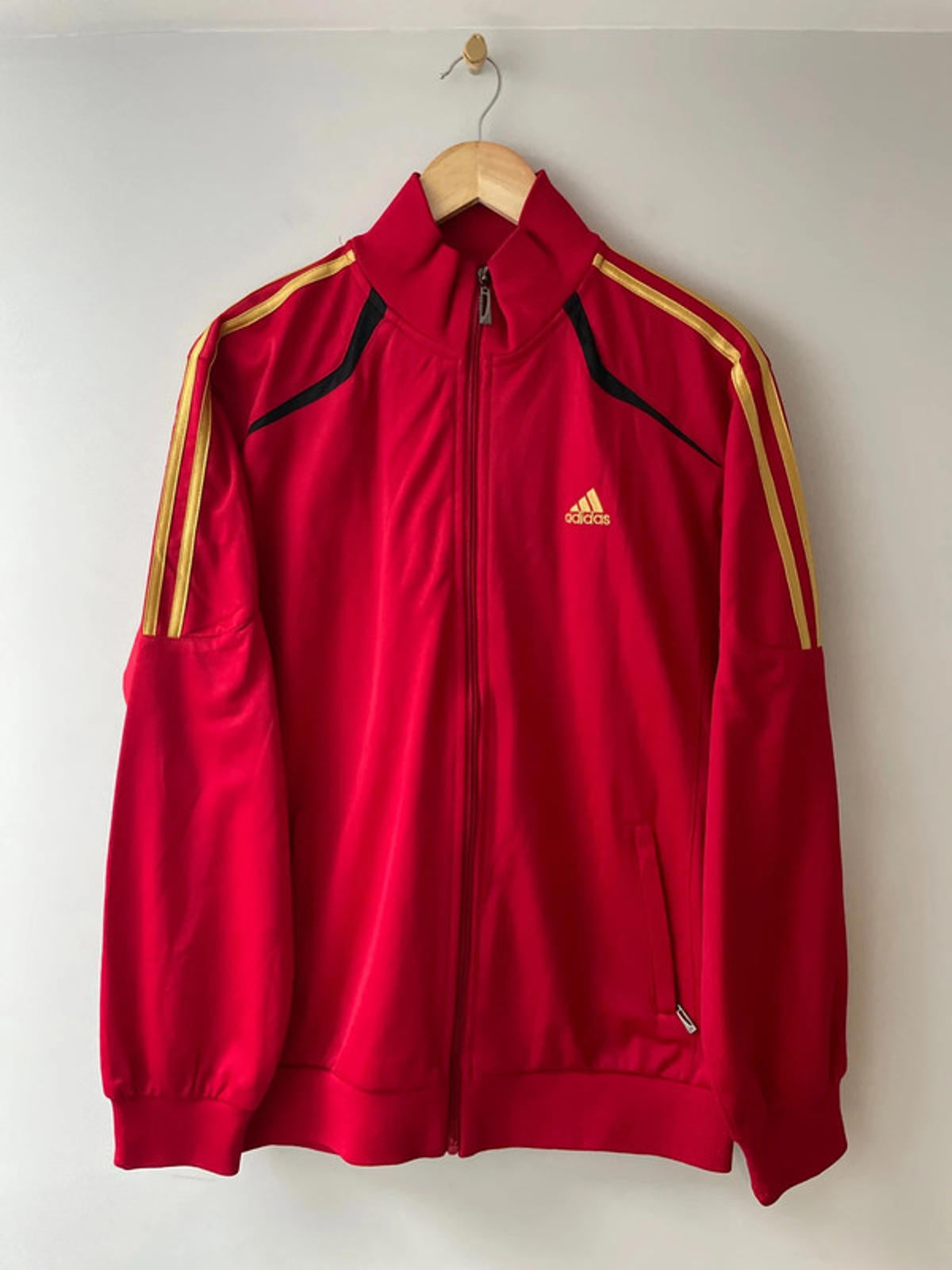 Men’s Adidas Spainish Football Track Jacket in Red/Gold Stripes - XLarge -2539