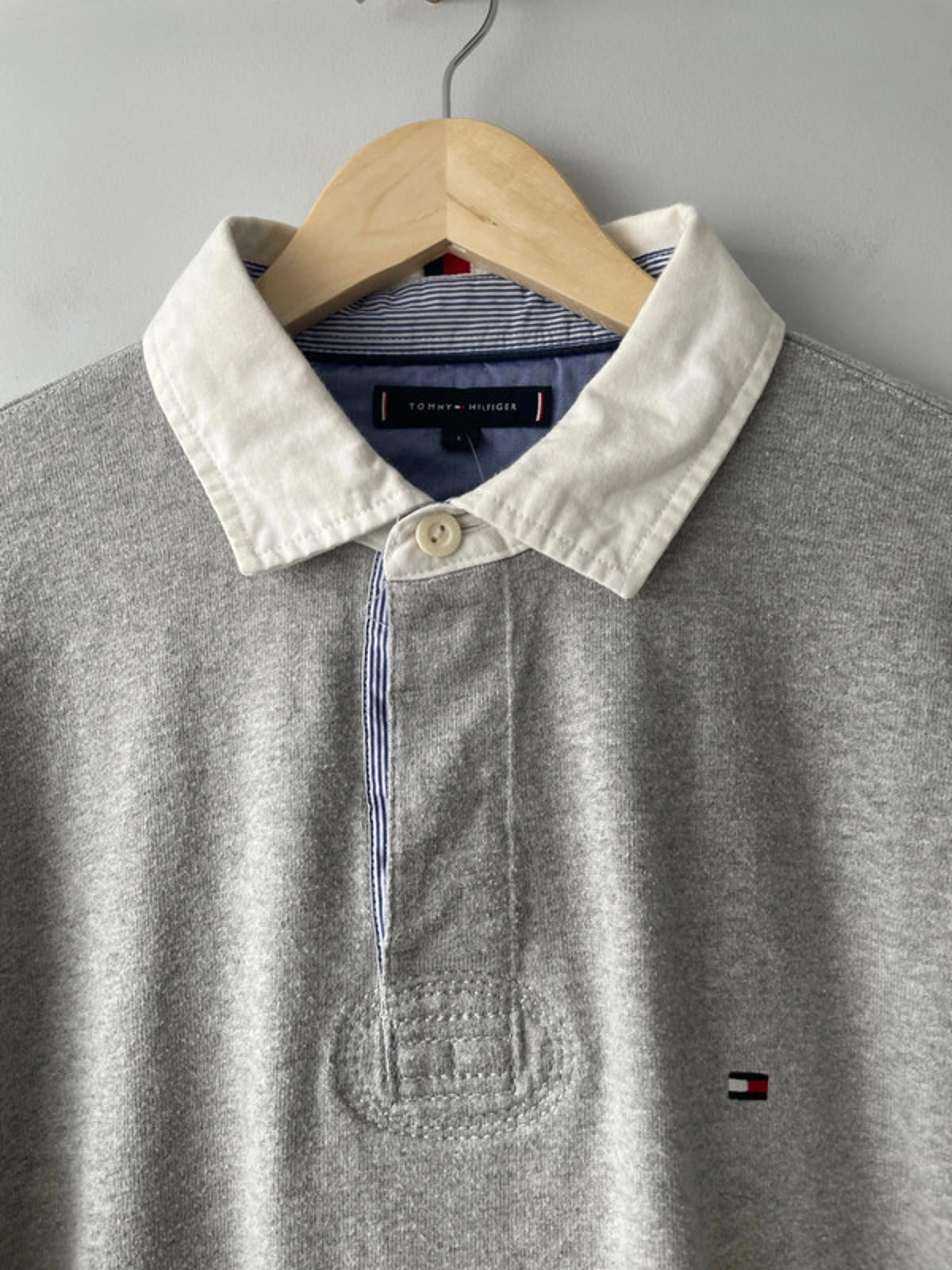 Men’s Tommy Hilfiger Rugby Shirt Top - Grey - Large - 2144