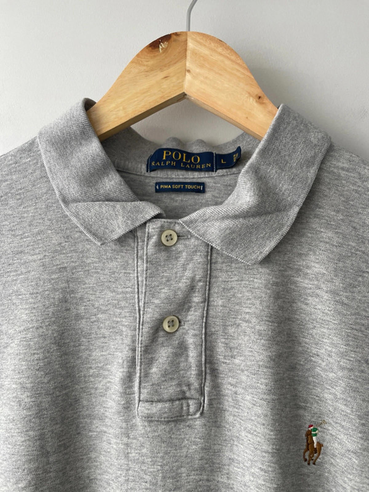 Men’s Ralph Lauren Pima Soft Touch Polo Top In Grey - Large - 1720