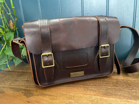 Unisex Dr Martens Premium Leather Satchel In Brown - 2417