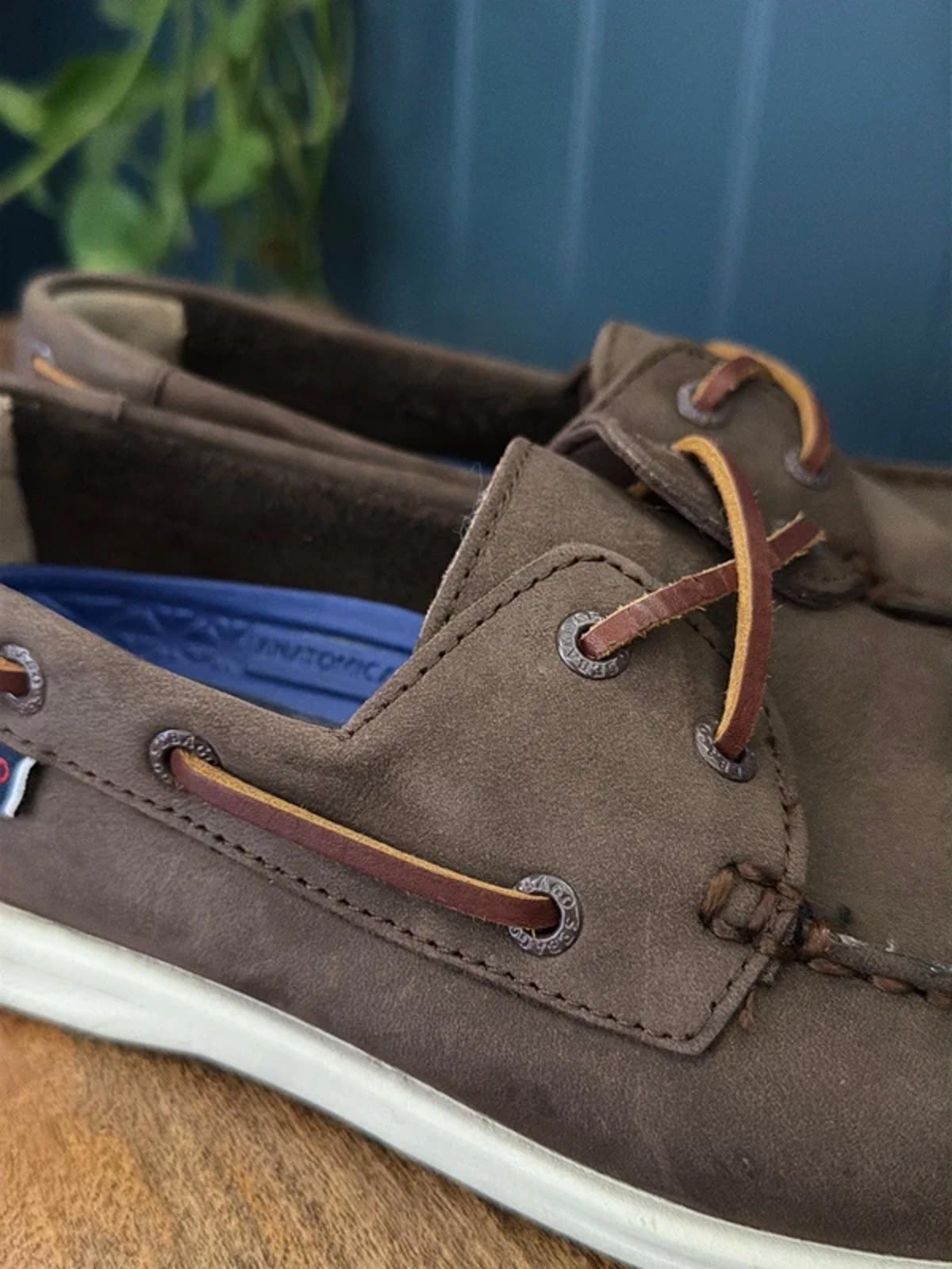 Men’s Sebago Naples Premium Leather Classic Boat Deck Shoes In Brown - Uk8 - 3287