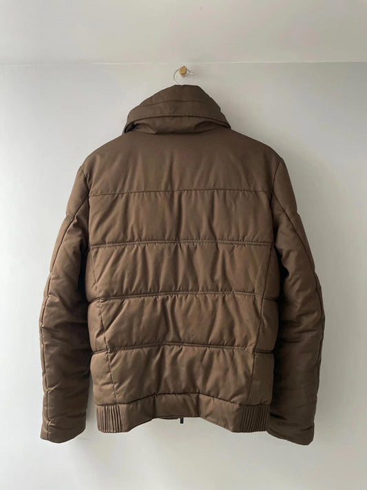 Men’s Zara Hooded Padded Puffer Jacket In Brown - Small - 2495