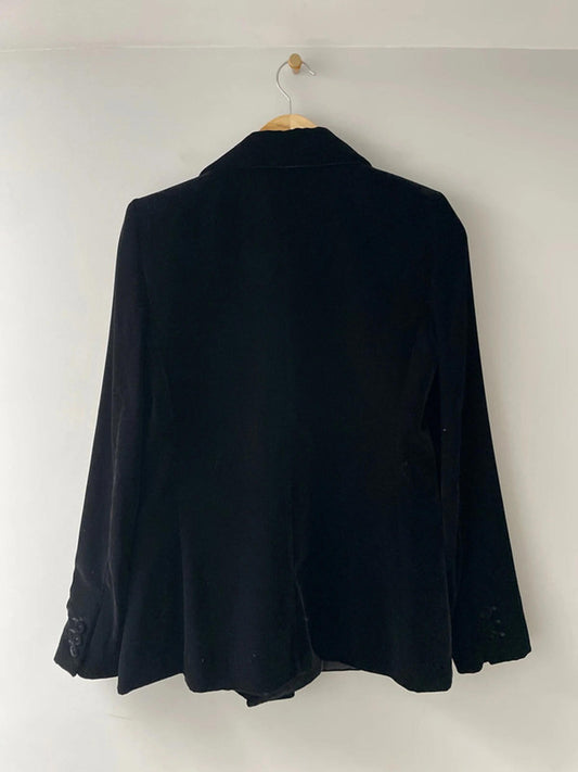 Women’s Mango Double Breasted Velvet Jacket Blazer In Black - Small - 2380