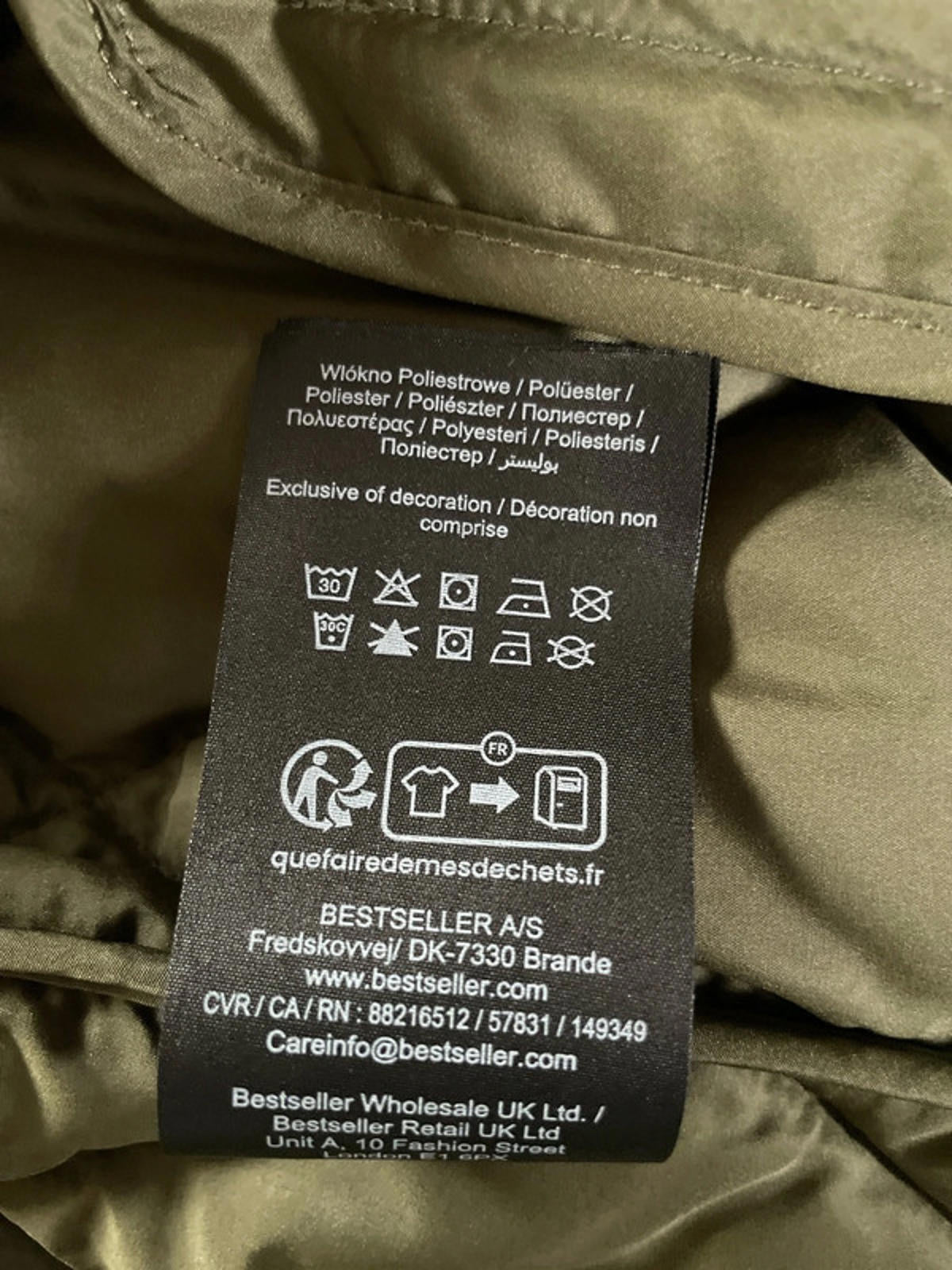 Women’s Pieces Light Weight Crew Neck Quilted Jacket In Khaki - Small - 2481