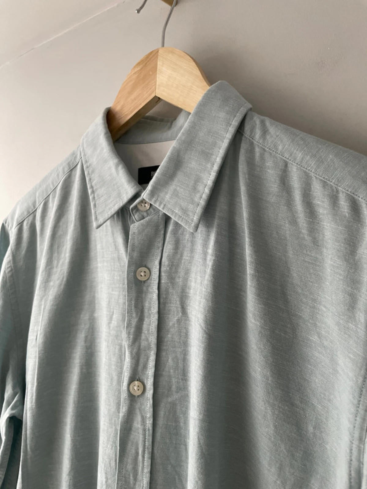 Men’s Hugo Boss Linen Long Sleeve Slim Fit Shirt in Light Blue - Medium - 2290
