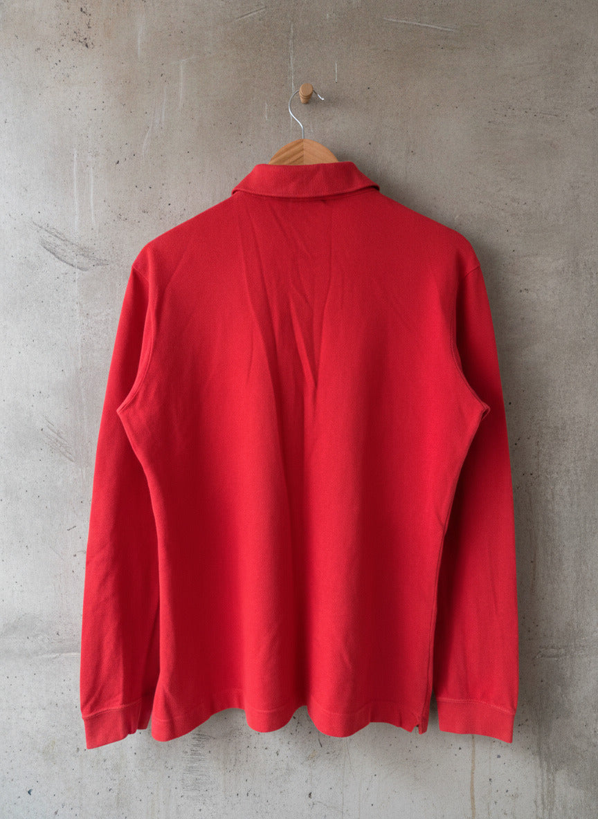 Men’s Lacoste Long Sleeve Slim Fit Polo Top In Red - Medium - 3427
