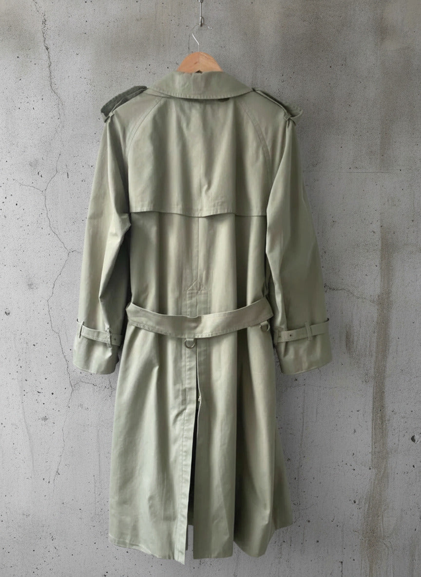 Women’s Burberry Kensington Vintage Double Breasted Trench Coat In Light Green - Uk16 - 3000