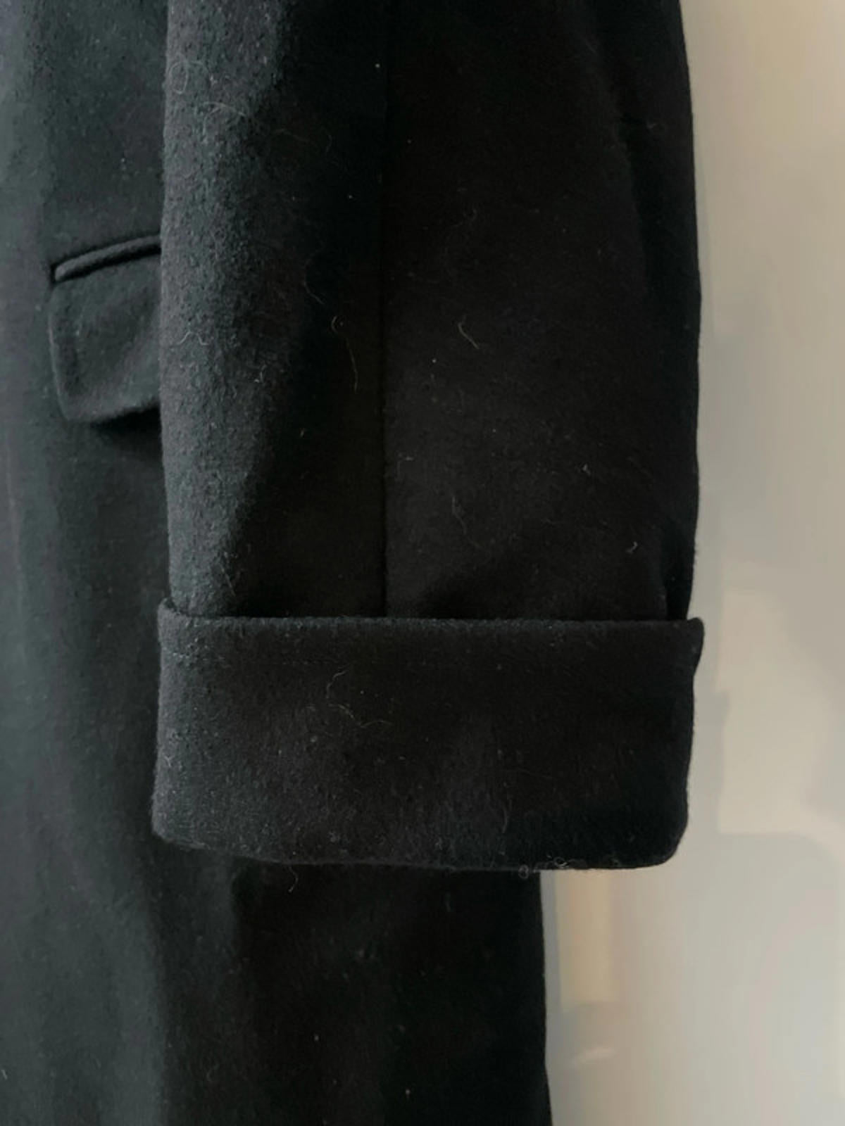 Men’s Aquascutim 100% Wool Single Breasted Trench Coat In Black - Large - 2578