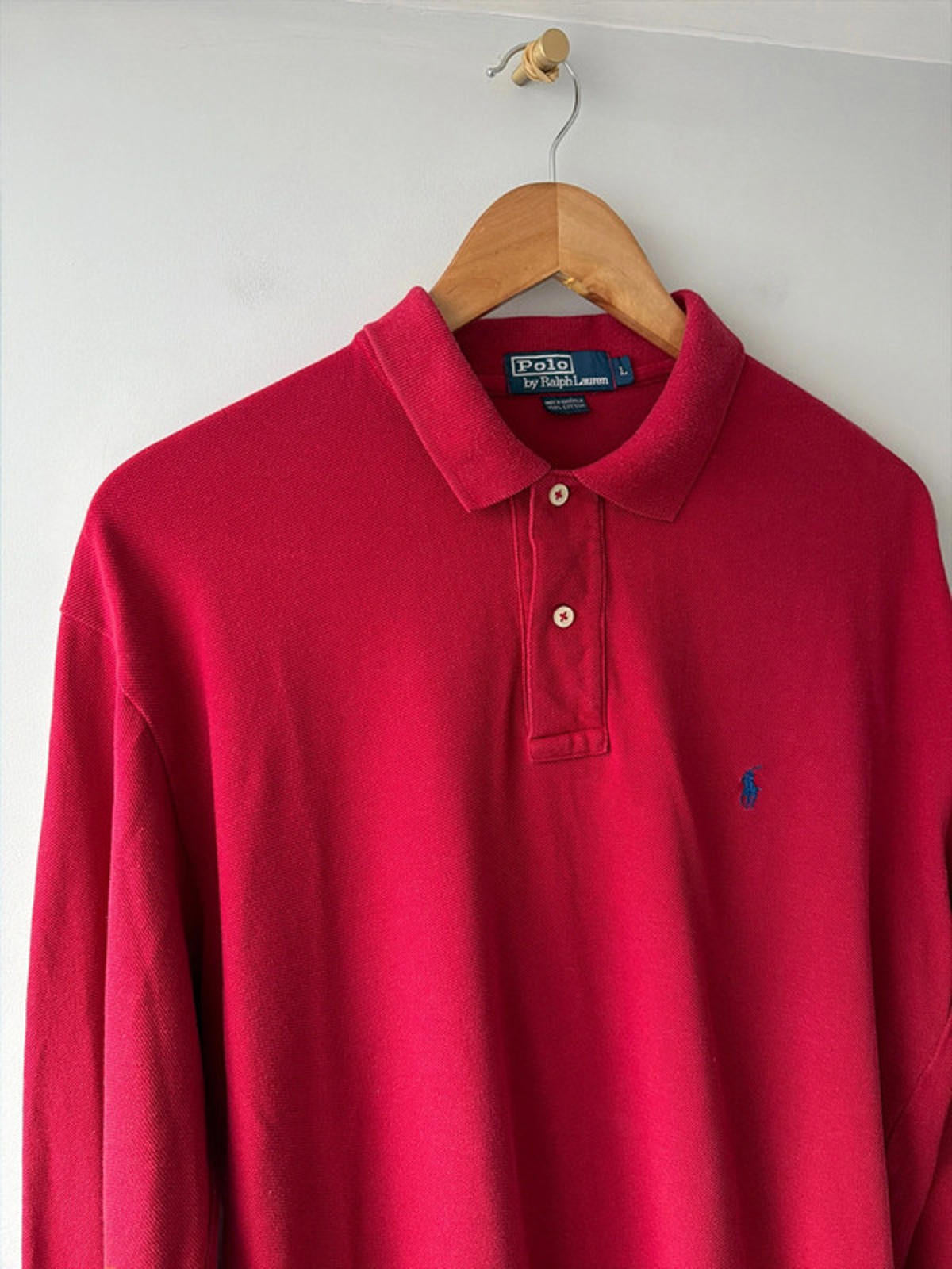 Men’s Ralph Lauren Premium Long Sleeve Polo Top In Burgundy - Large - 2681