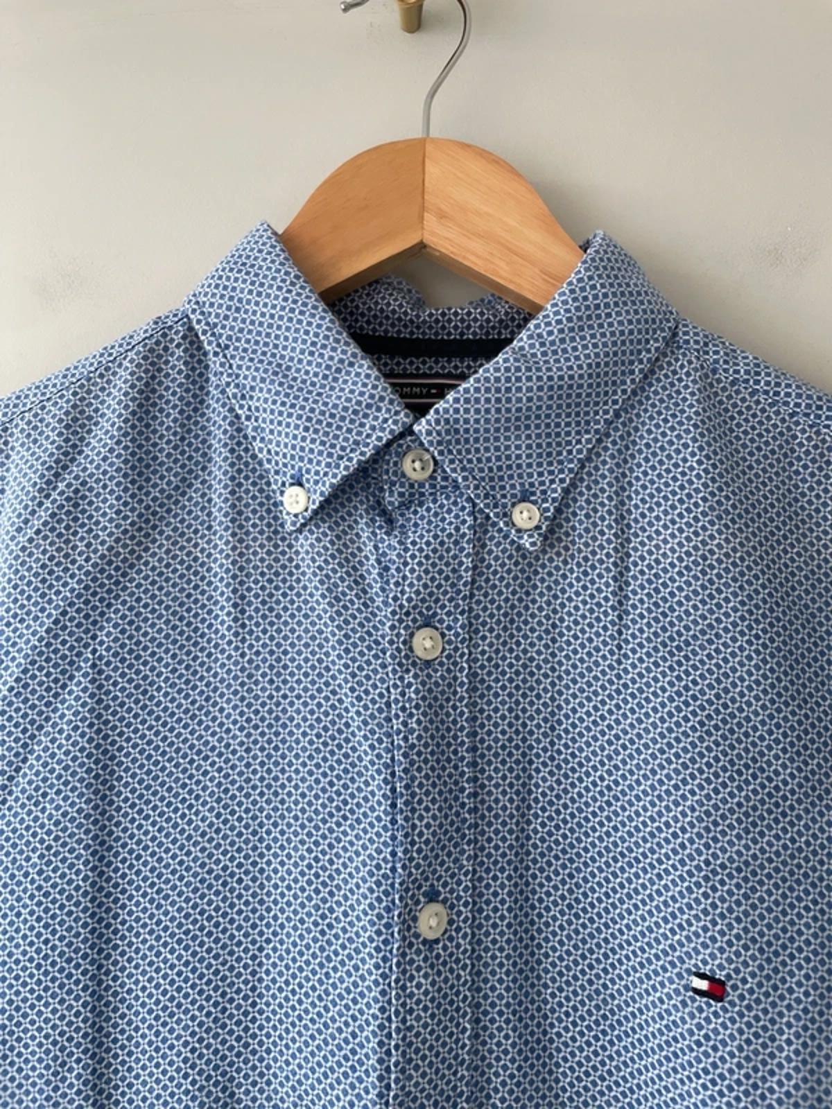 Men’s Tommy Hilfiger Premium Linen Short Sleeve Shirt In Blue - Small - 3017