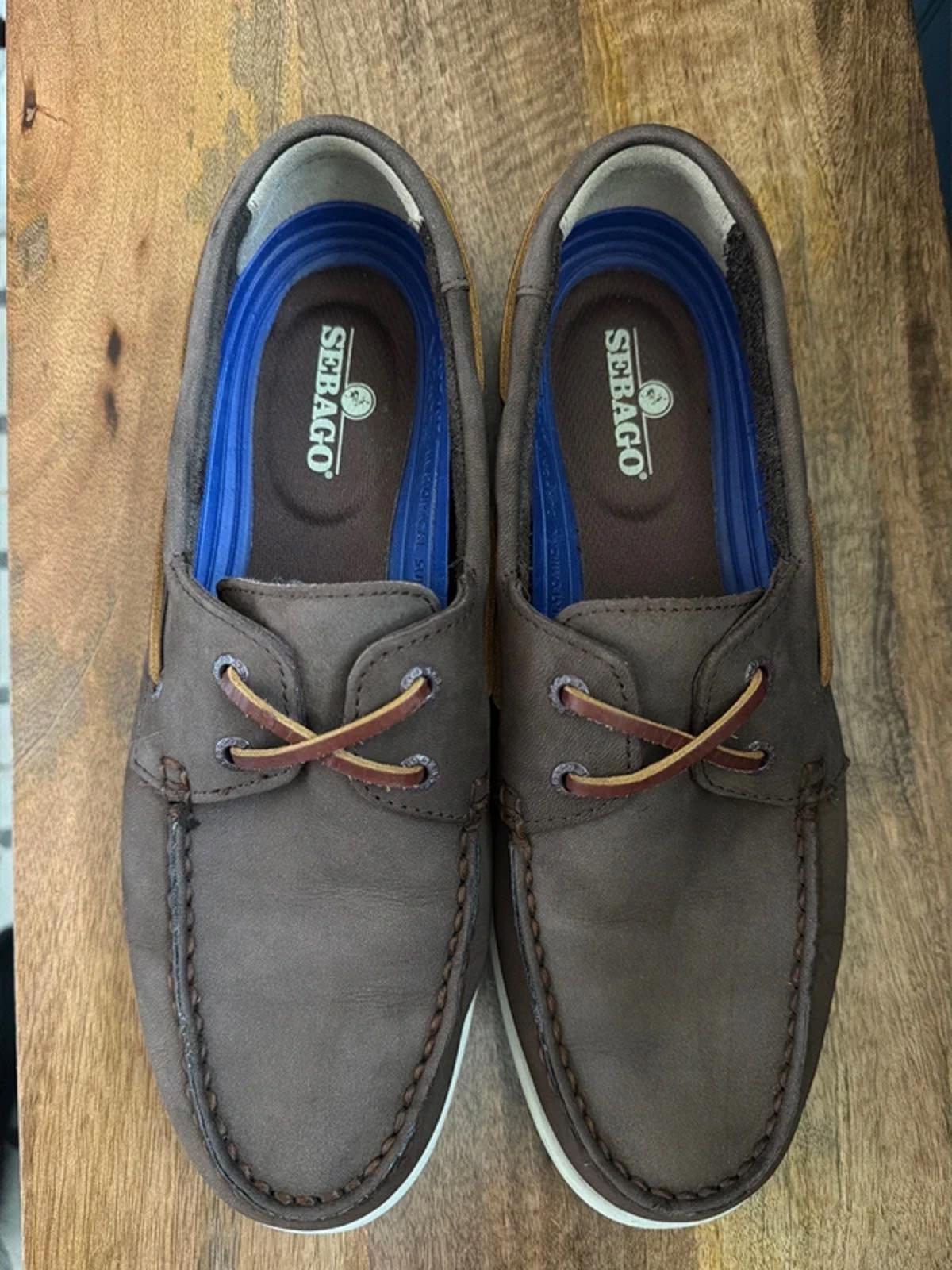 Men’s Sebago Naples Premium Leather Classic Boat Deck Shoes In Brown - Uk8 - 3287