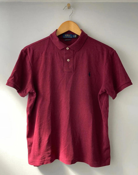 Men’s Ralph Lauren Slim Fit Polo Top In Burgundy - Medium