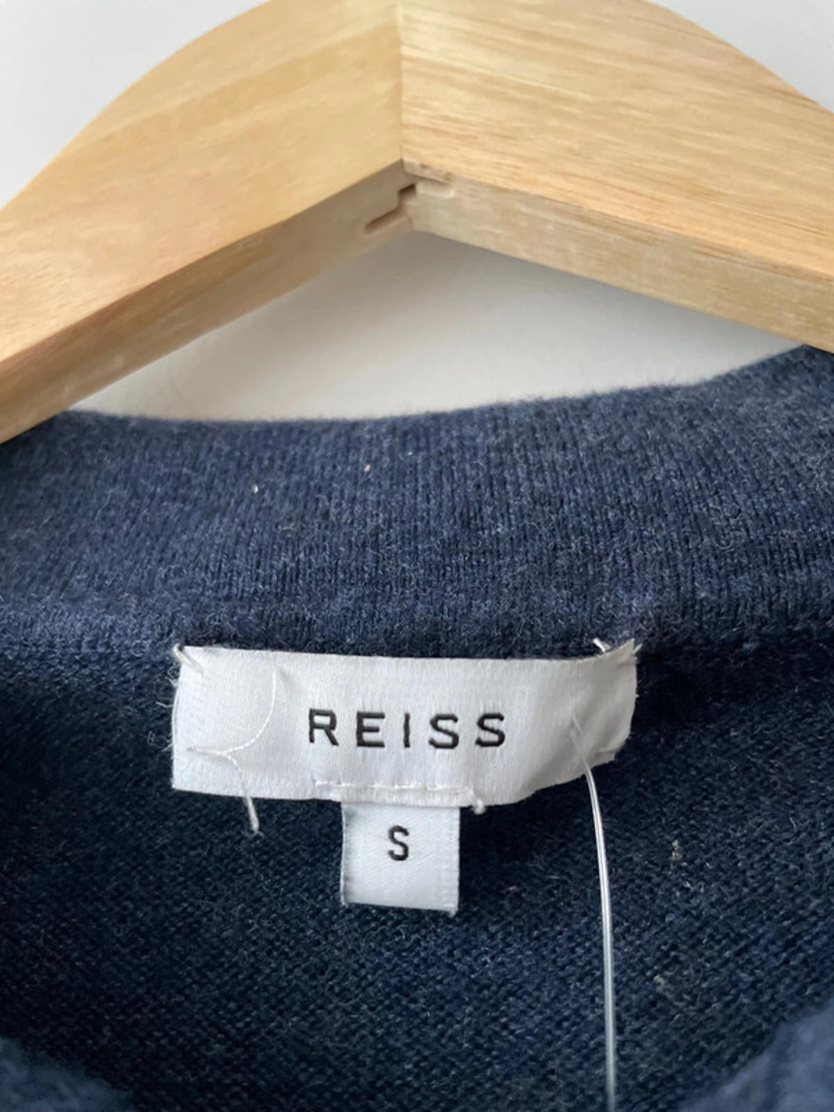 Men’s Reiss Premium Wool Long Sleeve Knitted Polo Top In Navy - Small - 2536